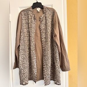 Chico's Tan and Brown Animal print Patterned long sleeved Jacket Sz 3(16)